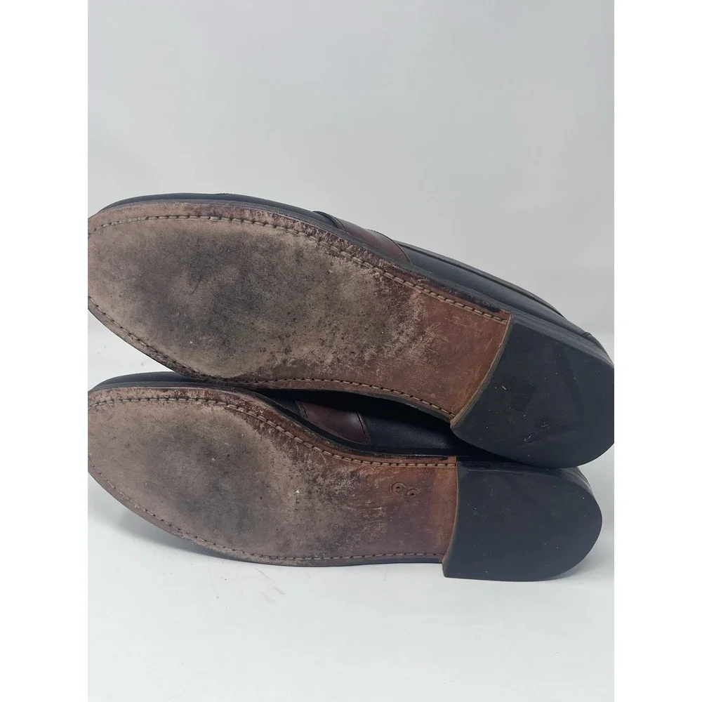 Allen Edmonds Ashford Men's 11.5 Black Brown Leather Slip On Tassel Dress Loafer